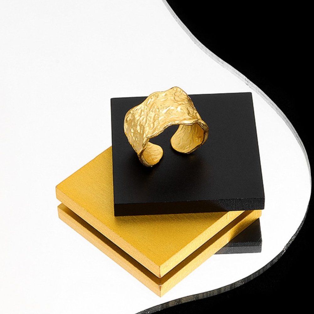 New!! 18K Gold Plated Geometric Adjustable Rings - Picture 1 of 5
